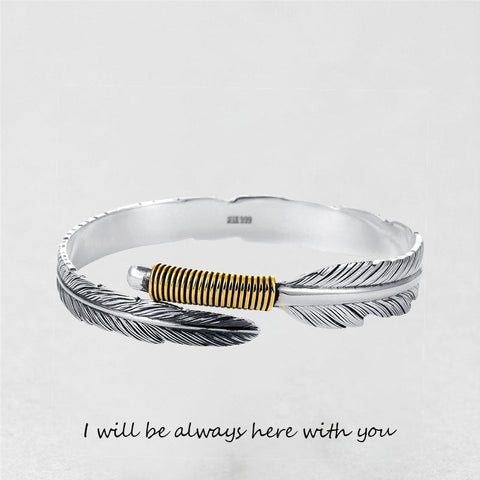 '' I Will Be Always Here With You '' Feather Bracelet